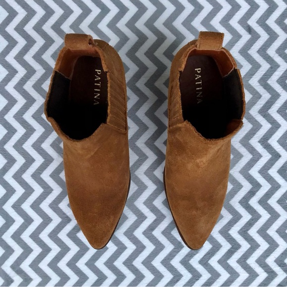 Excellent Condition Portland Leather Goods Patina Sienna Suede Ankle Booties Sz6 - Picture 4 of 5